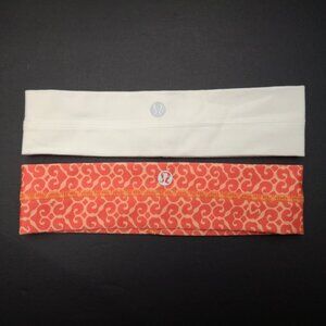 Lululemon Athletica Headbands Set of 2 - Plain Off White & Lt & Dk Orange